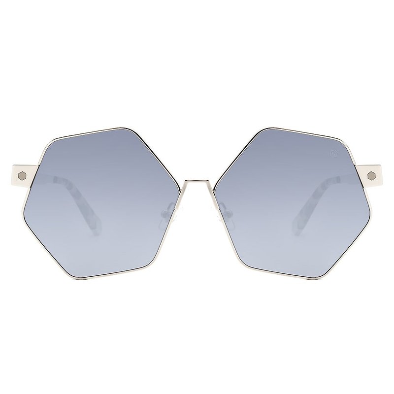 Sunglasses | Sunglasses | Hexagonal silver mercury metal frame | Made in Italy | Metal frame glasses - กรอบแว่นตา - สแตนเลส สีเงิน