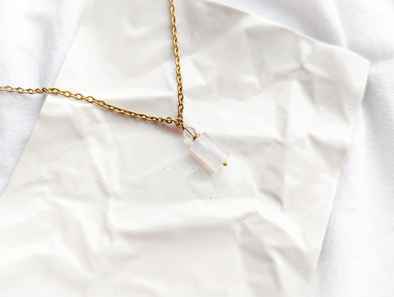 ||Wooden Gold||White Agate White Crystal Necklace - Necklaces - Semi-Precious Stones White