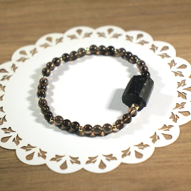 Citrine bracelet | with black tourmaline | little guard - Bracelets - Crystal Brown