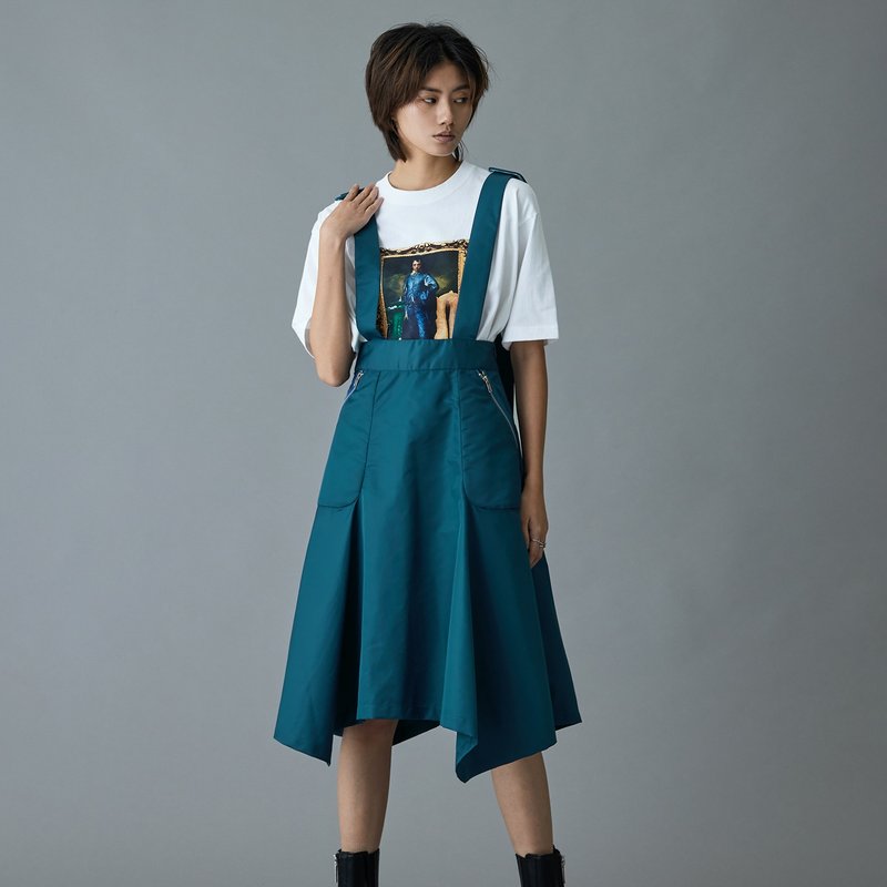 suspender wave skirt - Skirts - Nylon Blue