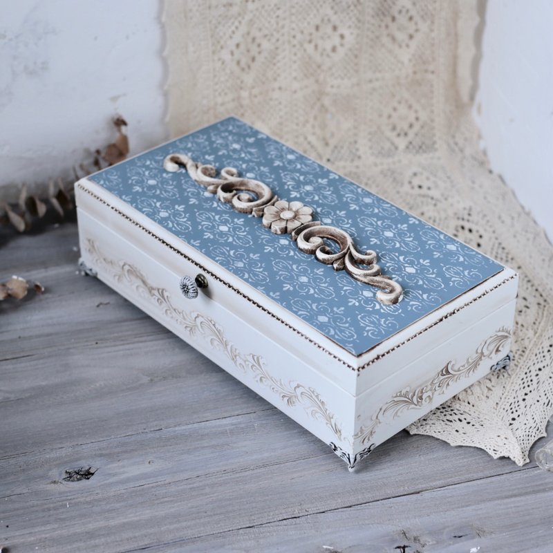 Amour love wood-French romantic essential oil wooden box ink box storage wooden box compartment can be taken out - Storage - Wood 
