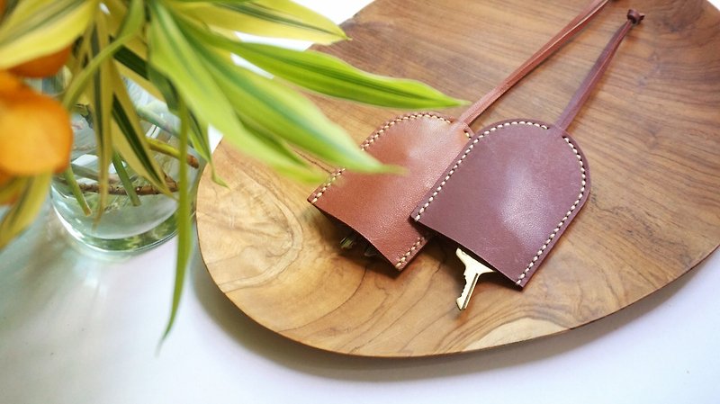 真皮 鑰匙圈/鑰匙包 咖啡色 - Customized Gift Leather Key Pouch, Key Case, Bell shape Key Holder with strap