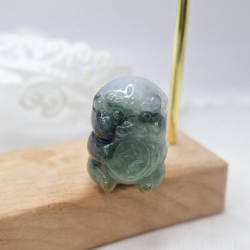 緣圓翡翠 冰潤飄花立體吞金獸吊墜 | 天然緬甸玉A貨翡翠