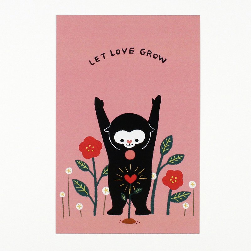 Halabala - โปสการ์ด Let Love Grow - สติกเกอร์ - กระดาษ สึชมพู
