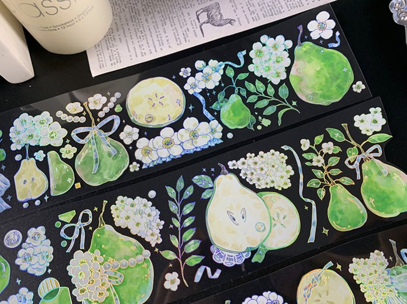 Sydney has りの実 PET paper tape laser silver - Washi Tape - Plastic Green