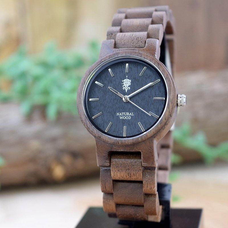 EINBAND Dank Walnut 32mm  Wooden Watch - นาฬิกาคู่ - ไม้ สีนำ้ตาล