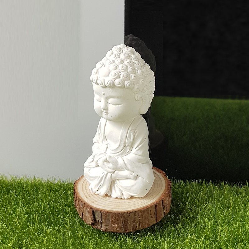Miniature Small meditation Buddha 1801, scented car accessory - Other - Cork & Pine Wood White