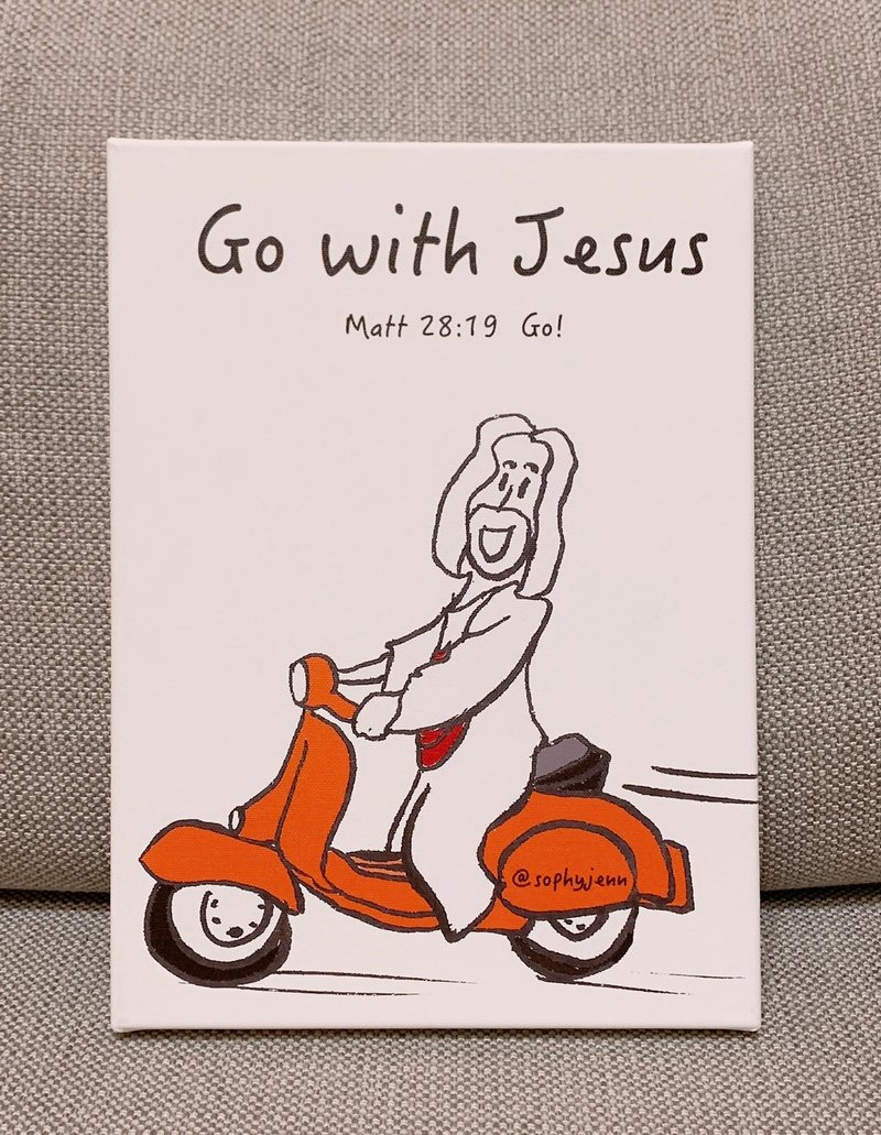 Go with Jesus  Follow Jesus Wall Art Unframed Painting Christian Jesus - ภาพวาดพอร์ทเทรต/ภาพวาด/ภาพประกอบดิจิทัล - ไม้ 