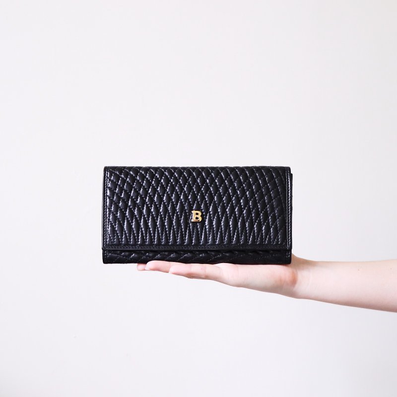 Vintage Bally Quilted Long Wallet - กระเป๋าสตางค์ - หนังแท้ สีดำ