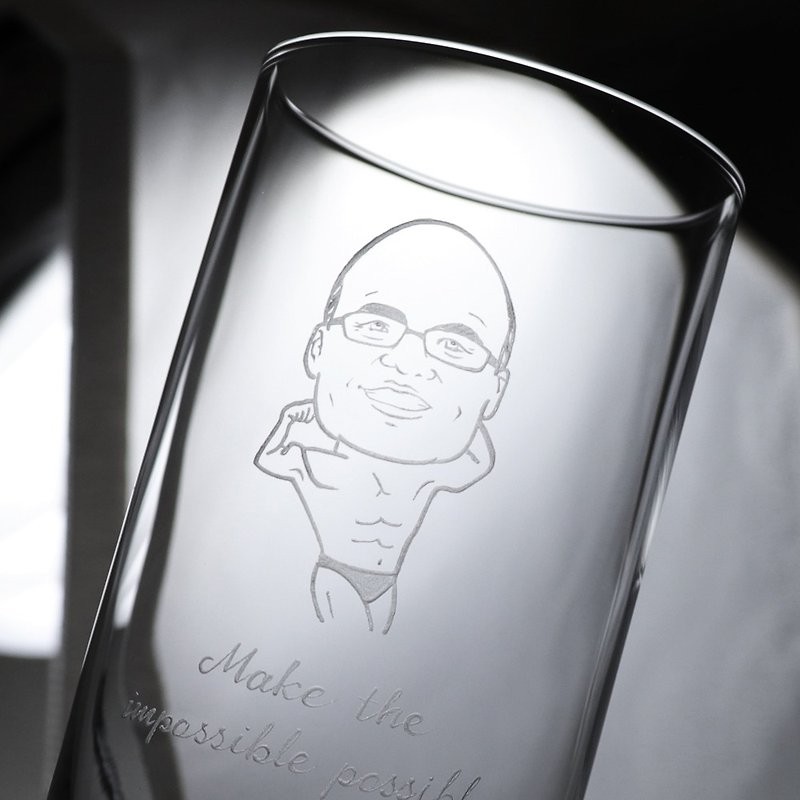 275cc [SCHOTT ZWIESEL] (Realistic Edition + Comic Superman) German Zeiss Crystal Boss Cup - Customized Portraits - Glass Gray