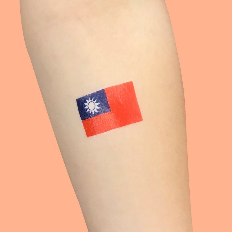 刺青紋身貼紙 -  台灣 國旗 2入 - 紋身貼紙/刺青貼紙 - 紙 紅色