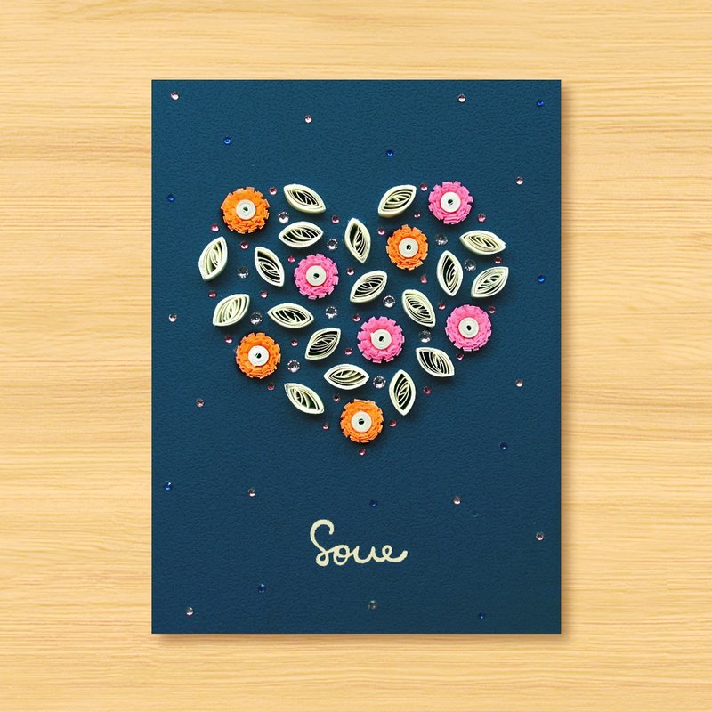 Hand-rolled paper luminous card _ starry sky-love from afar-valentine card - Cards & Postcards - Paper Blue