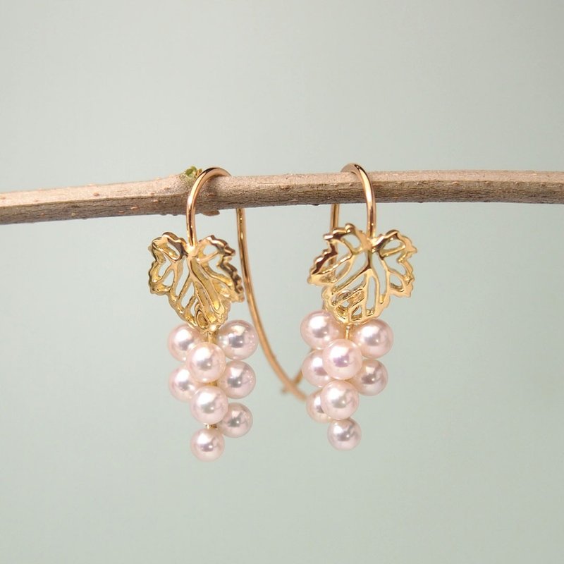 18K yellow gold Japanese Akoya pearl earrings Grape Cluster - Earrings & Clip-ons - Pearl 