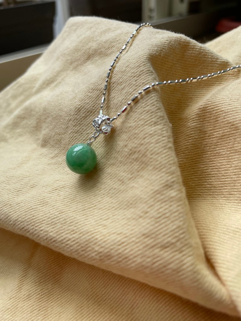 Firmament//Natural Jade A Goods Green Jade 925 Silver Accessories Necklace - Necklaces - Jade 