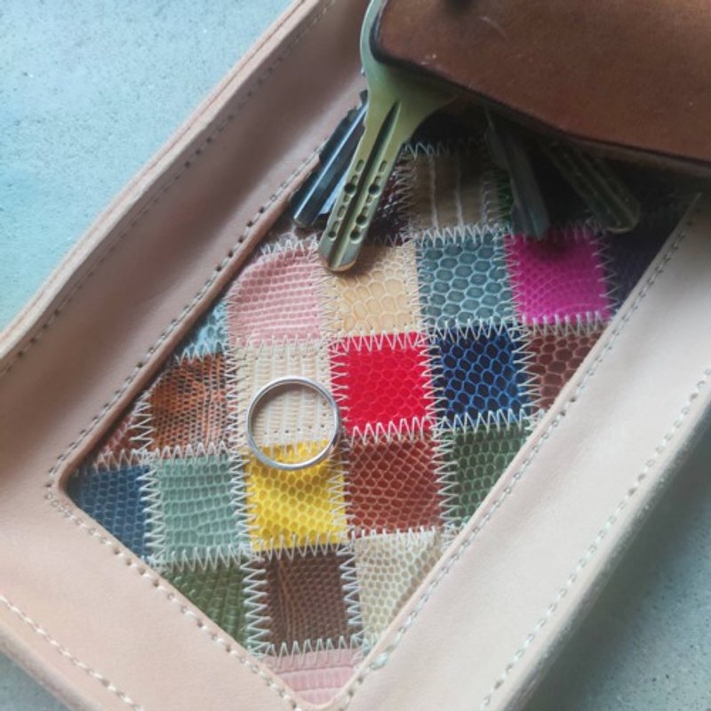 Genuine leather nume leather accessory tray, colorful lizard leather design. - Storage - Genuine Leather 