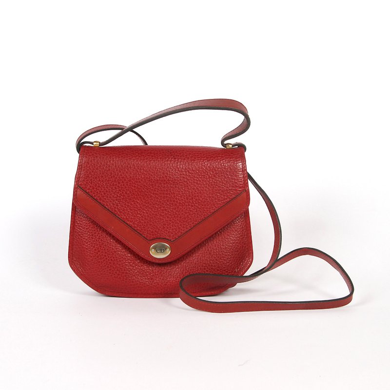 【蛋植物古着】Vintage Christian Dior肩背古董包 - 側背包/斜孭袋 - 真皮 紅色