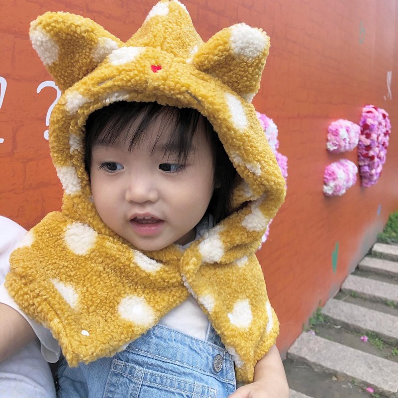 Polka dot cat. Cat fur hat. Embroidered cap. Child. - Baby Hats & Headbands - Cotton & Hemp Multicolor