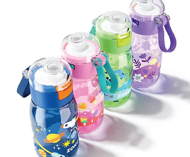 Kids Flip Straw Bottle - Zoku Teal Dino