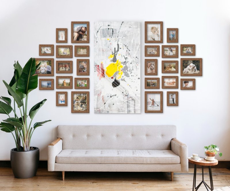 Custom split photo frame collage Wooden wall set Multiple picture frame - Picture Frames - Wood Brown