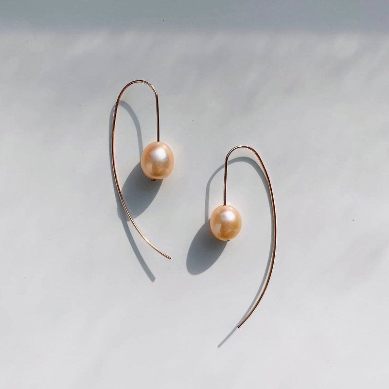 Ariel Pearl Earrings (14KGF) - Rose Gold - Earrings & Clip-ons - Pearl Orange