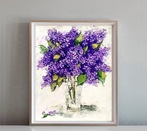 ArtSvitlana Lilac Oil Painting Original Artwork Impasto FlowerArt Lilac Flowers 14 x 11