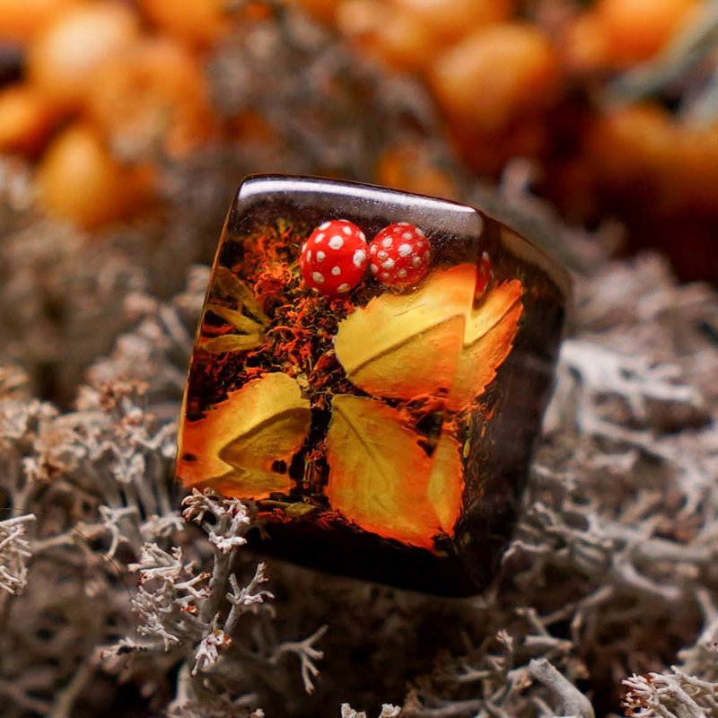 Artisan keycap,  Warm autumn atmosphere, Mushroom, Cherry MX switch, OEM profile - Computer Accessories - Resin Orange