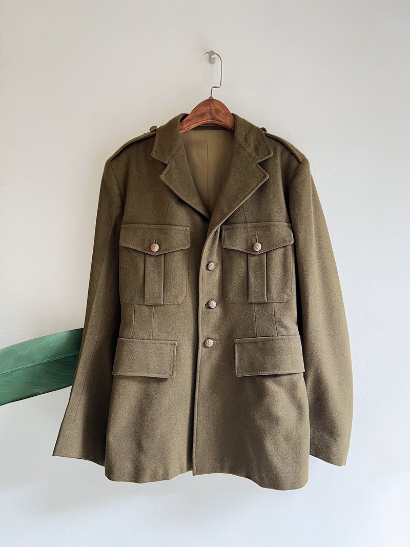 1966s British pure wool military jacket No2 Dress Jacket vintage vintage - เสื้อโค้ทผู้ชาย - ขนแกะ สีเขียว