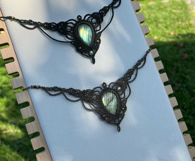 Xiyingyao マクラメ細長いパラフィンスレッドネックレス手織り鎖骨