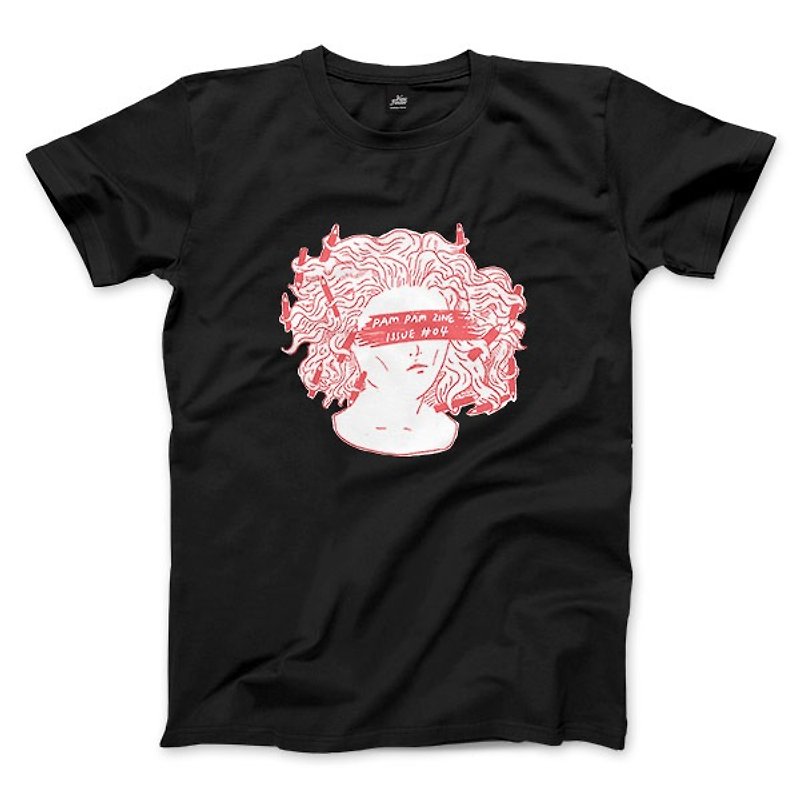 鉛筆杜莎 - 粉紅 - 黑 - 中性版T恤 - 男 T 恤 - 棉．麻 黑色