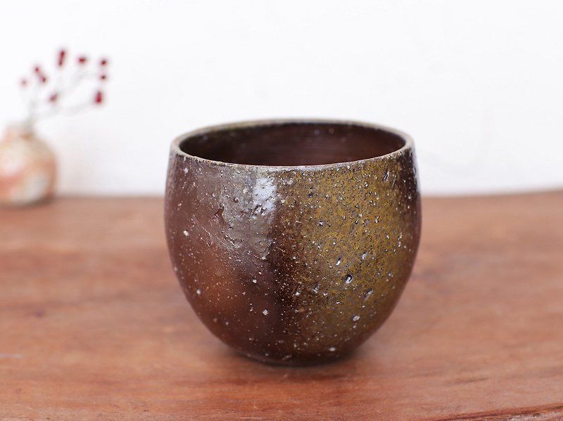 Bizen ware free cup (middle) f1-074 - แก้ว - ดินเผา สีนำ้ตาล