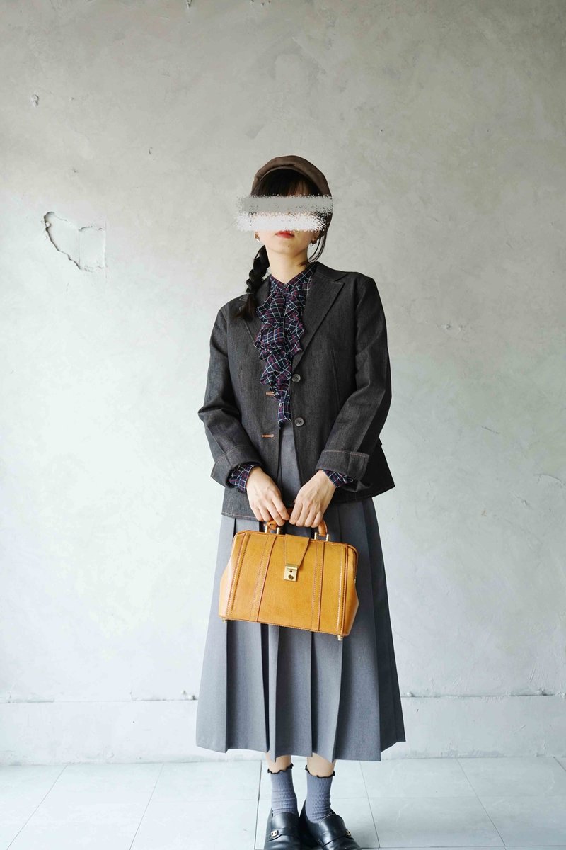 尋寶古著-原色深藍牛仔俐落修身西裝外套 - 女西裝外套 - 棉．麻 藍色