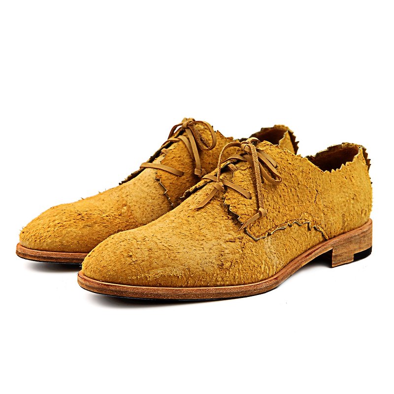 Derby leather shoes RobinHood M1169 DesertYellow - รองเท้าหนังผู้ชาย - หนังแท้ สีทอง