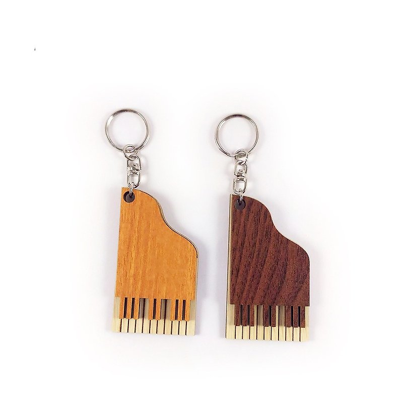 【教師節禮物】木雕鑰匙圈-鋼琴 - 鑰匙圈/鑰匙包 - 木頭 咖啡色