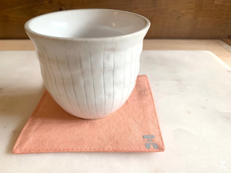 有機棉天然染杯墊(茜草)(單入組/多入優惠組) Organic Cotton - 杯墊 - 棉．麻 粉紅色