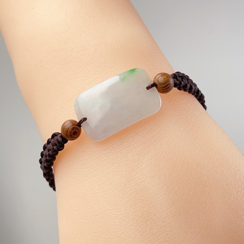 [Wish for Nothing to Happen] Icy Green Jadeite No Matter Brand Braided Bracelet | Natural Burmese Jade A-grade - Bracelets - Jade Multicolor