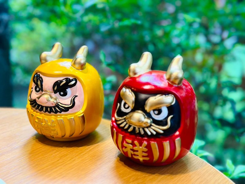 祥龍 達摩 祈願招福不倒翁存錢筒(2入) 龍開運 龍必勝 - 擺飾/家飾品 - 陶 黃色