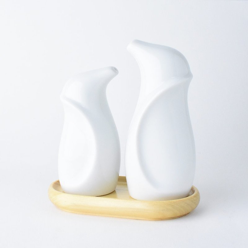 Penguin shape Spice jar (Pair) - Food Storage - Pottery White
