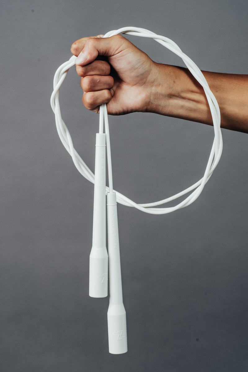 Skipping rope, fancy speed rubber rope (with drawstring pocket inside) - Fitness Equipment - Plastic White