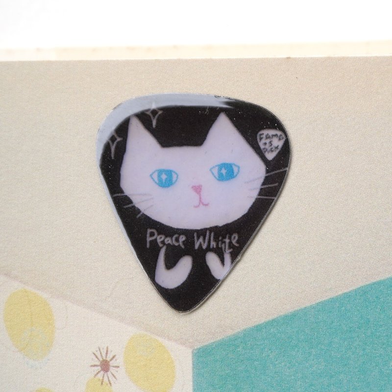 New FaMa's Pick Guitar Shrapnel World Peace White Cat Cat - Guitar Accessories - Resin White