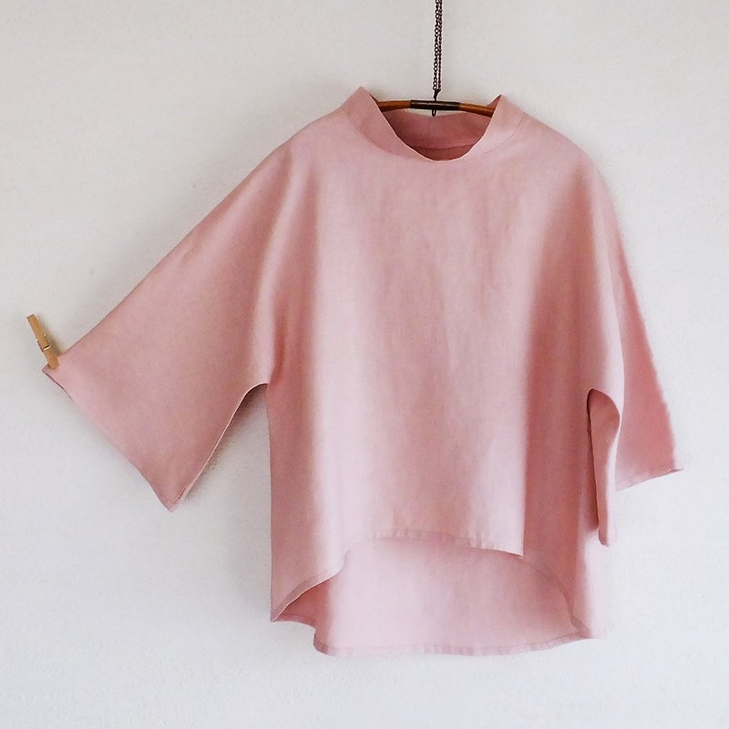 套衫的麻布　櫻花色 - 女裝 上衣 - 棉．麻 粉紅色
