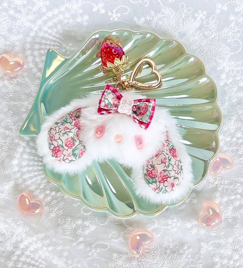 plume 小兔鑰匙圈 おかおちゃんmini 迷你玩偶 - 鑰匙圈/鑰匙包 - 聚酯纖維 白色