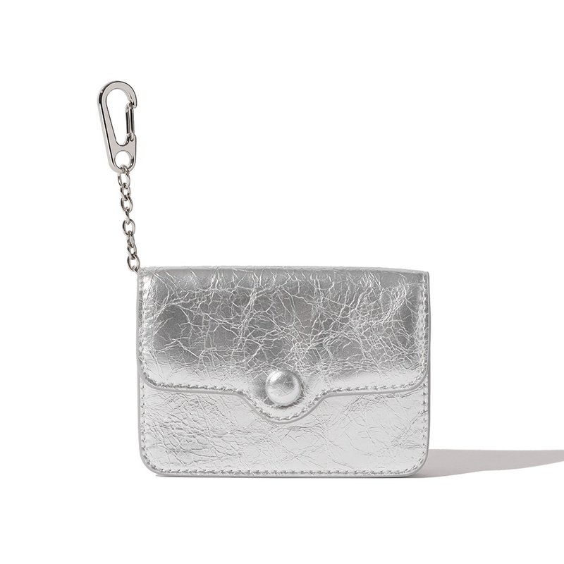 DOT Compact Keyring Card Wallets silver - 錢包/皮夾/長短夾 - 真皮 銀色