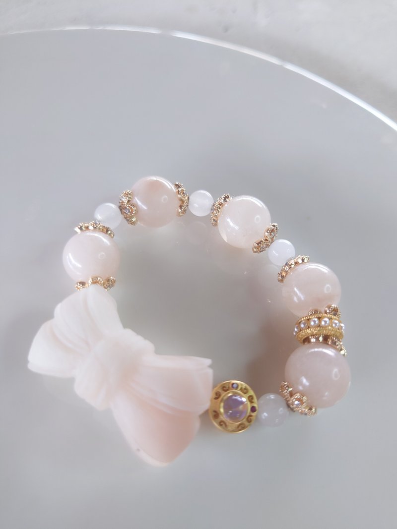 Miss feng natural-Yu Taicui (pink milk) special design bracelet - Bracelets - Jade 