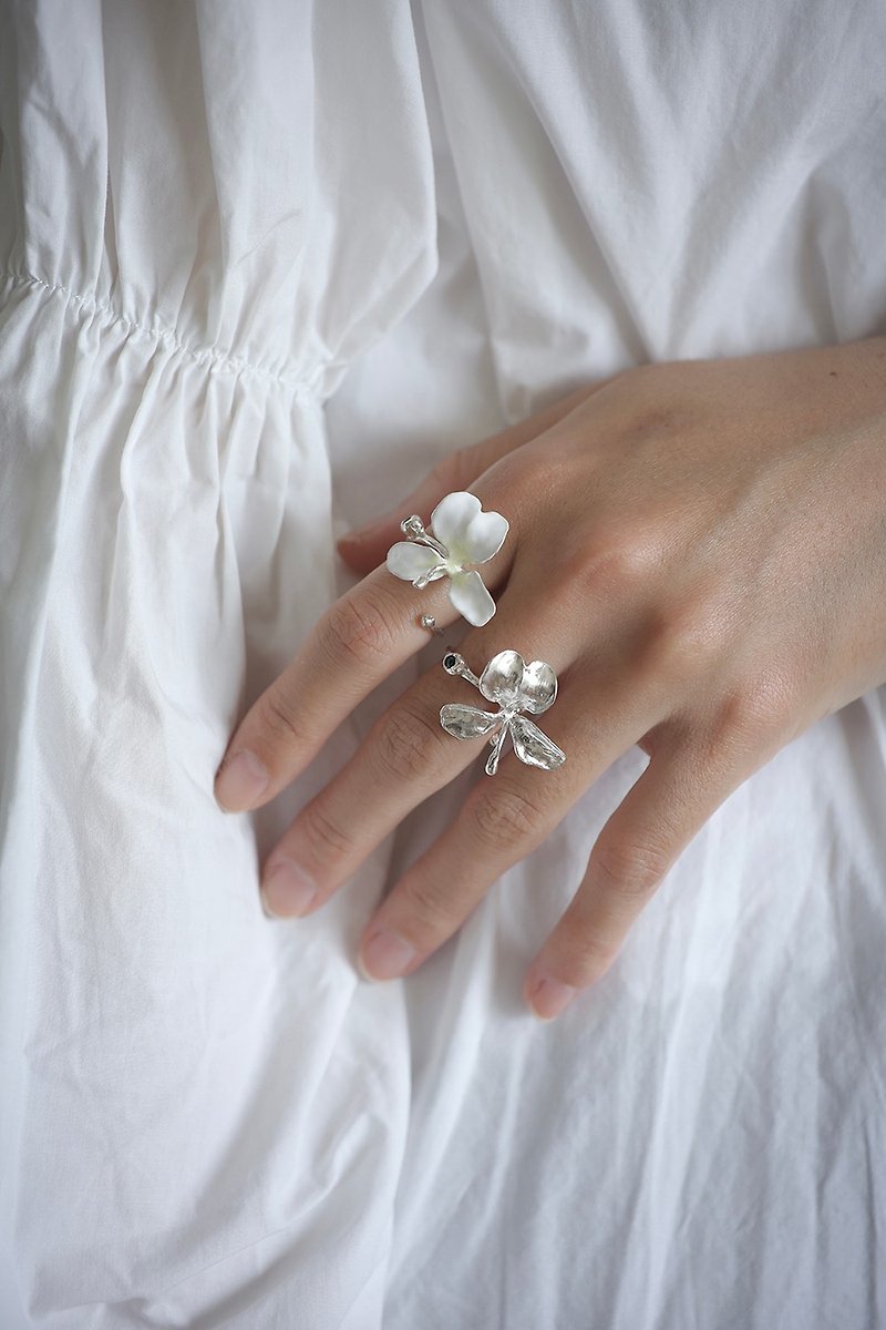 925 Sterling Silver Hand-Made Ginger Flower Series Adjustable Ring - General Rings - Sterling Silver 