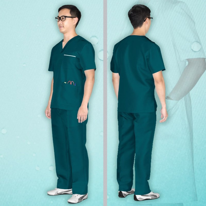 多色納米抗菌手術服牙醫服護士護理員短袖上衣醫美診所制服NM6118 - 男 T 恤 - 聚酯纖維 多色