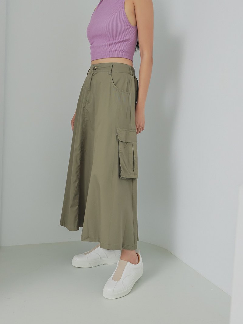 supportrole utility dress with cargo pockets army green - Skirts - Cotton & Hemp Green