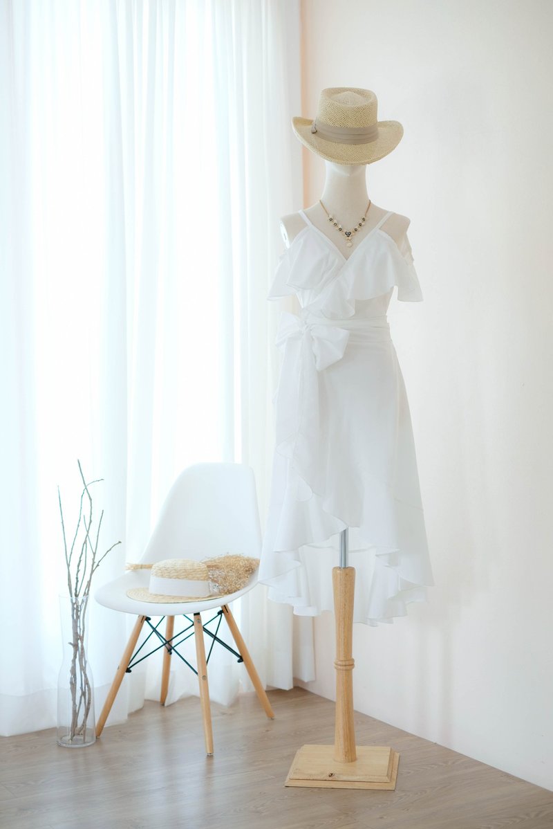 Off white dress Bridesmaid dress White Bohemian Sundress Summer dress - One Piece Dresses - Polyester White