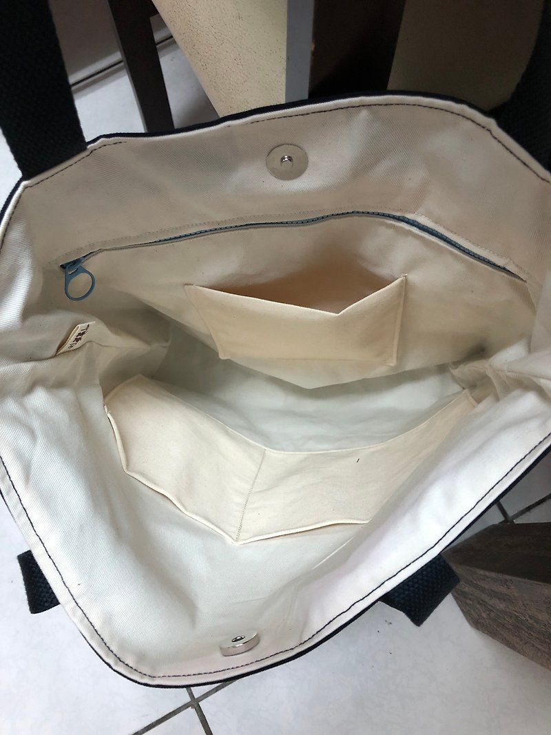 (Additional purchase of goods) Add a zipper inner bag to get a small inner bag - Handbags & Totes - Cotton & Hemp White