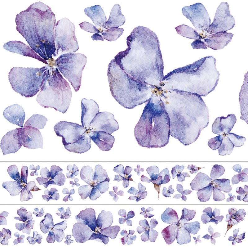 Clear purple flower landscaping PET paper tape - Washi Tape - Paper Purple