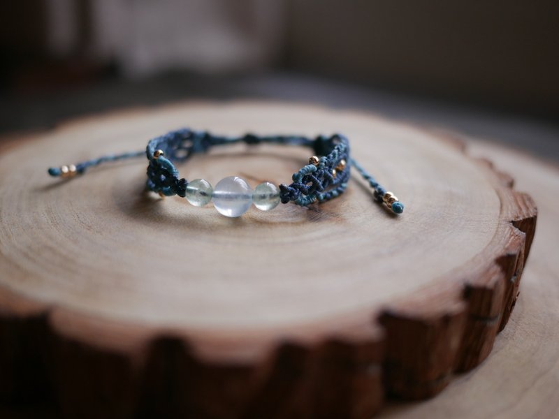 ~Rain~ Aquamarine l South American Wax line l hand-woven l bracelet RB5 - Bracelets - Crystal Blue